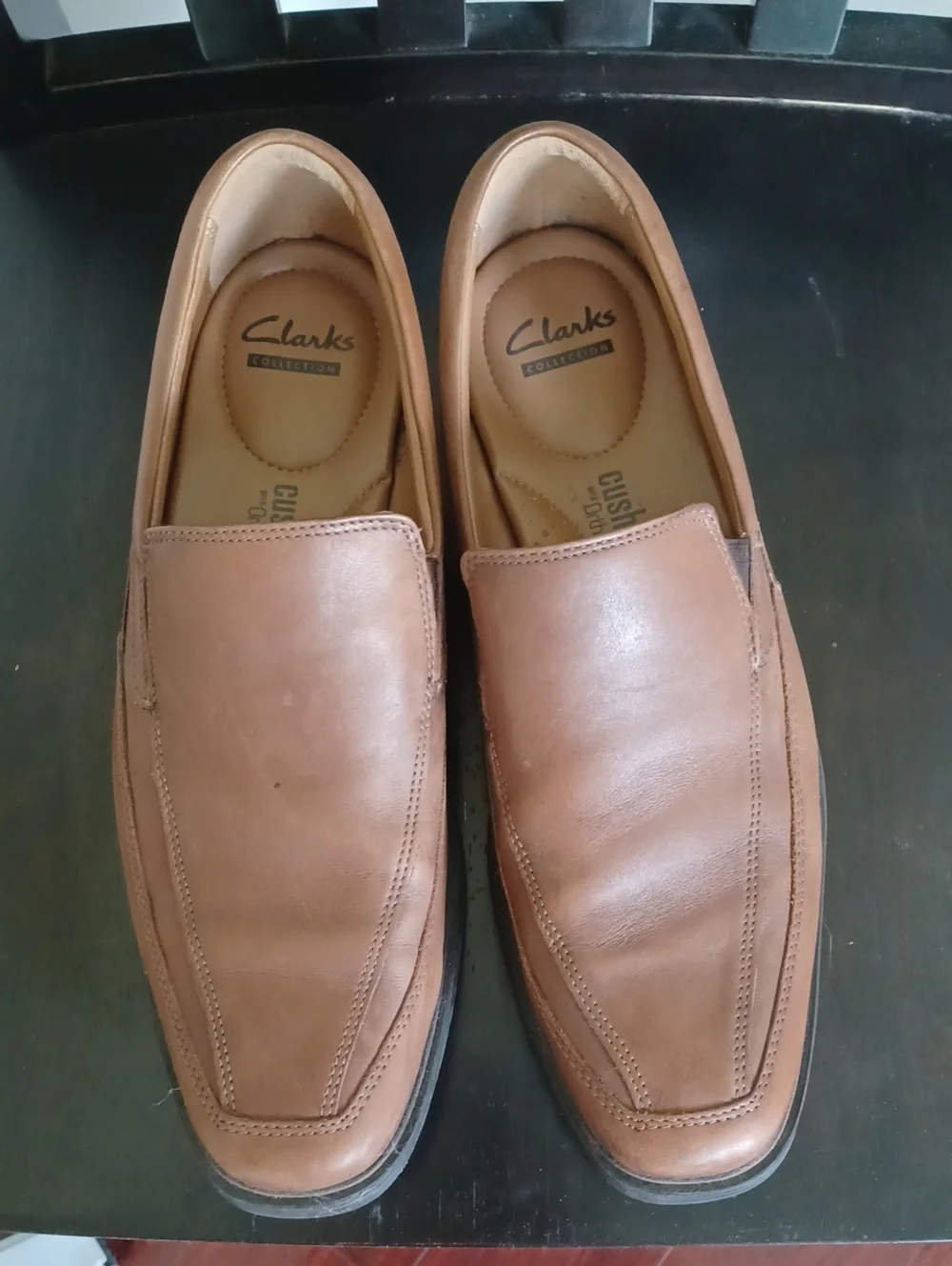 Clarks Men's Tan Leather Slip-On Loafers